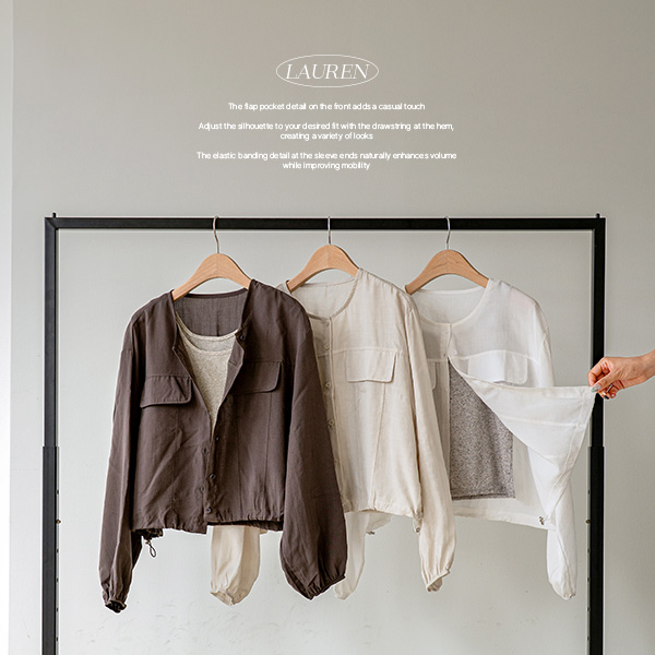 로렌 No collar Linen Shirt 나시세트