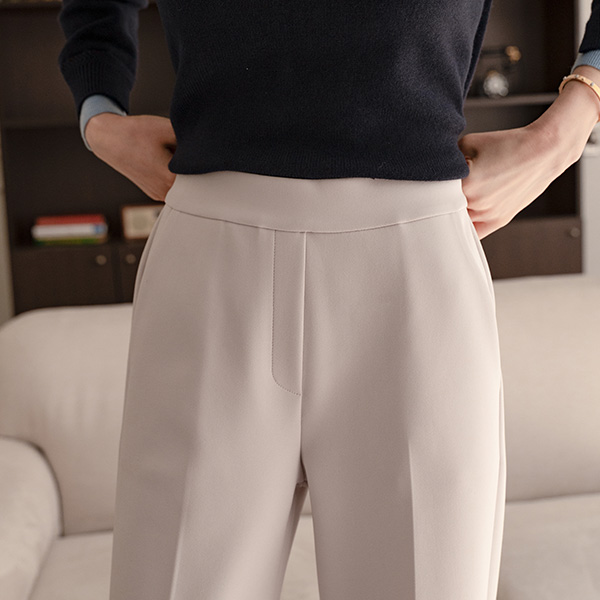 Kku-ahn-kku Banding Pants 2ver (Straight Wide)
