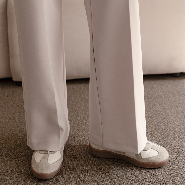 Kku-ahn-kku Banding Pants 2ver (Straight Wide)