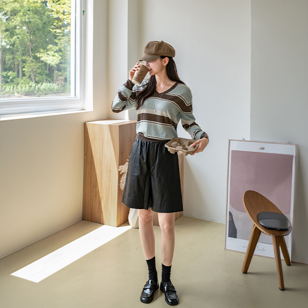 Mori Color Matching V-neck Knitwear