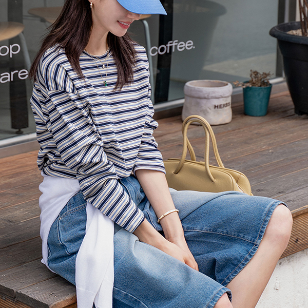 Multi Stripe Patch Point T-shirt