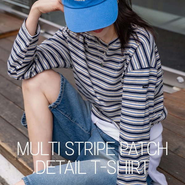 Multi Stripe Patch Point T-shirt