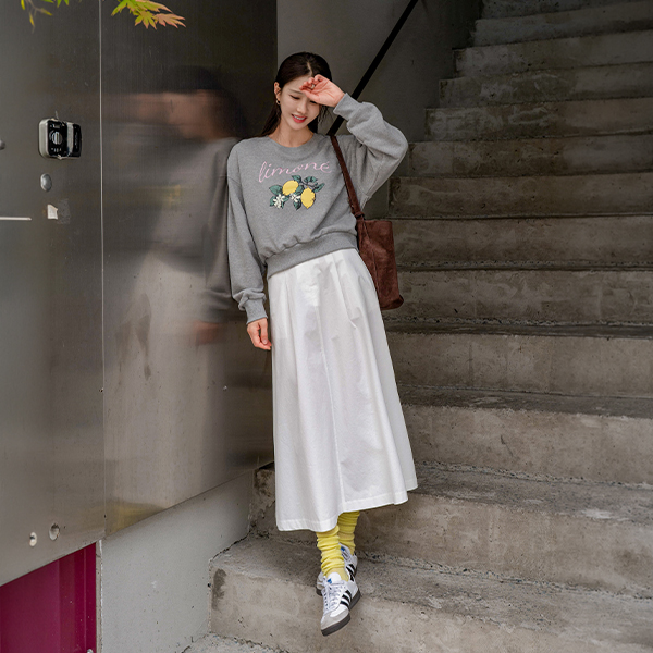Limone cotton printed embroidery sweatshirt
