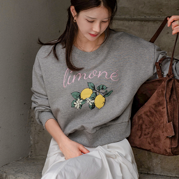 Limone cotton printed embroidery sweatshirt