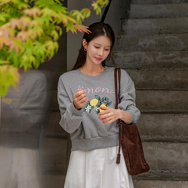 Limone cotton printed embroidery sweatshirt