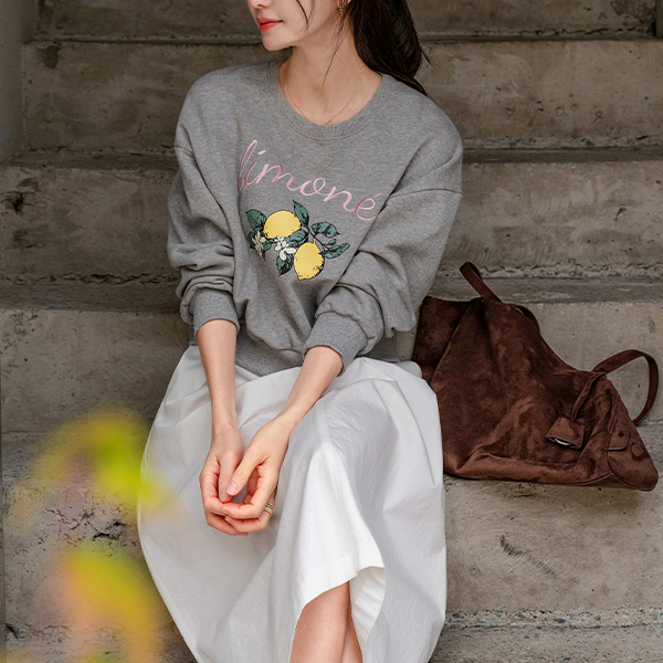 Limone cotton printed embroidery sweatshirt