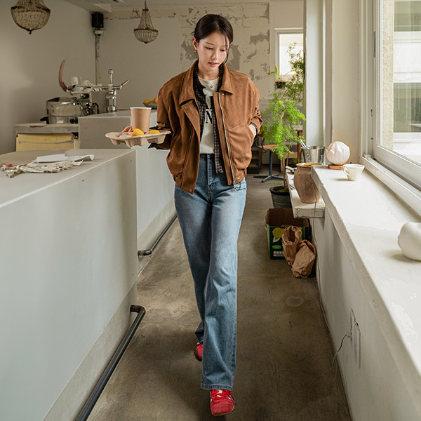 Of Long Straight Span Denim Pants
