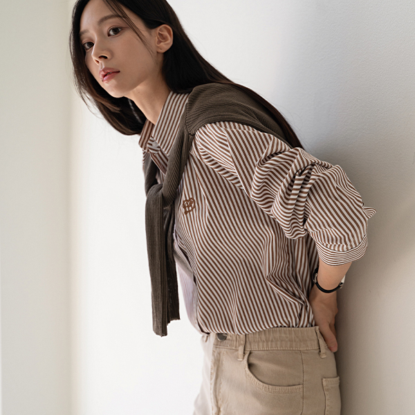 Love Embroidered Stripe Shirt