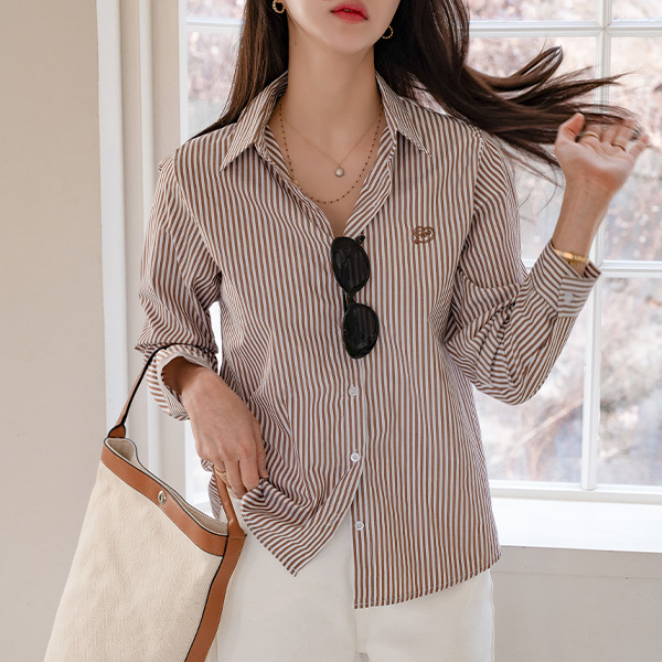 Love Embroidered Stripe Shirt