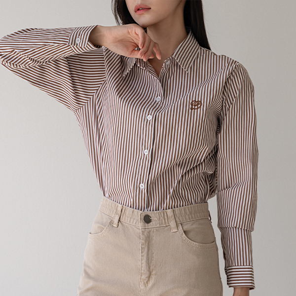 Love Embroidered Stripe Shirt
