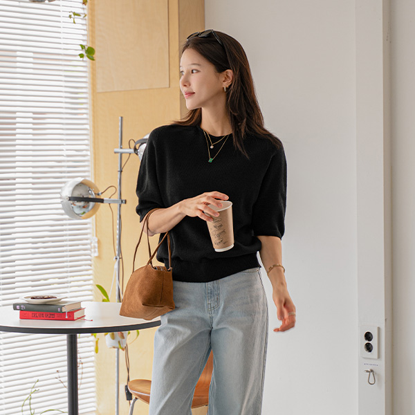 [valyou] 롤링 홀가 새들 Short-sleeve Knitwear