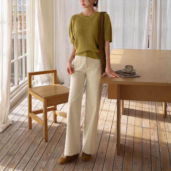 Buckle Front Pocket Banding Pants