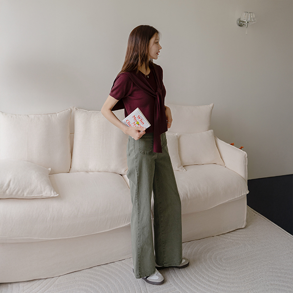 Buckle Front Pocket Banding Pants