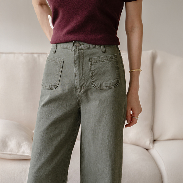 Buckle Front Pocket Banding Pants