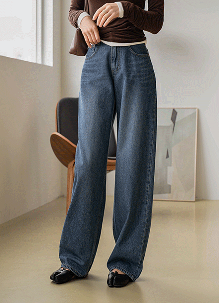 Deep Balloon Fit Wide Denim Pants Korea