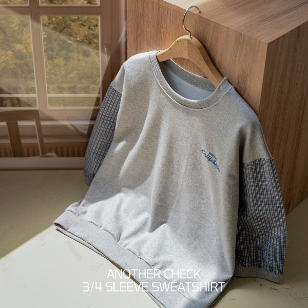 Another Check 3/4 sleeve sweatshirt