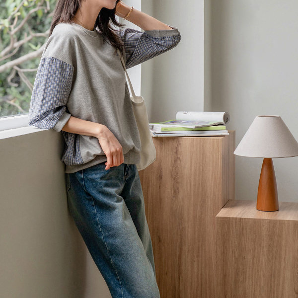 Another Check 3/4 sleeve sweatshirt
