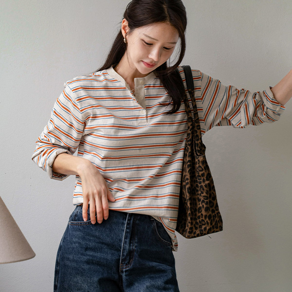 3 Divided Multi Henry Neck T-shirt