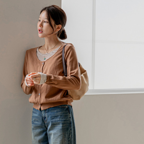 Coco Color Matching Cardigan Layered Knitwear