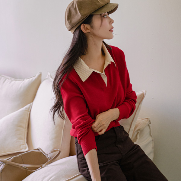 Line Shirt Layered Knitwear