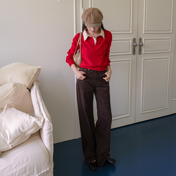 Line Shirt Layered Knitwear