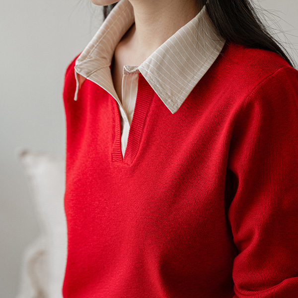 Line Shirt Layered Knitwear