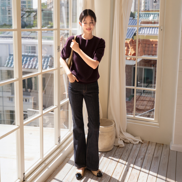 Easy Whole Garment Half Sleeve Knitwear