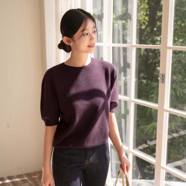 Easy Whole Garment Half Sleeve Knitwear