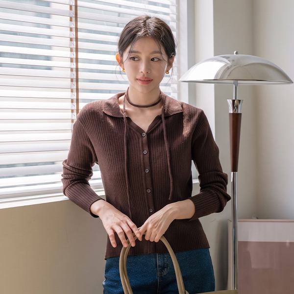 Logy Collar Corrugated Strap String Knitwear