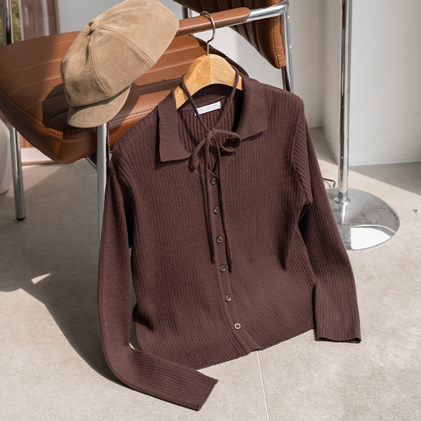 Logy Collar Corrugated Strap String Knitwear