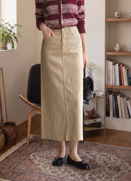 Sally Span Inbanding Slit Cotton Skirt Korea