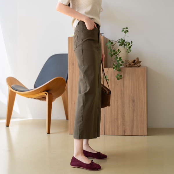 샐리 Span 인밴딩 슬릿 코튼 Skirt