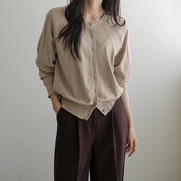 Viscose raglan cable cardigan
