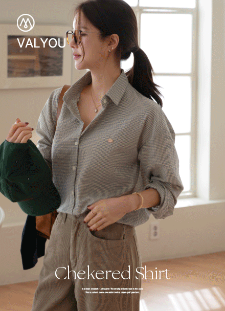 [valyou] Edge Pendant Check Shirt Korea