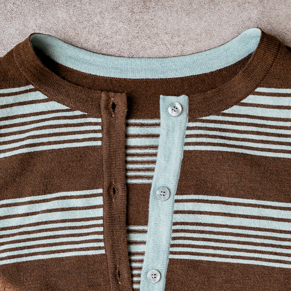 Sage Color Matching Stripe Knitwear Cardigan