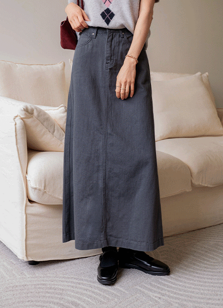 Chloride Charcoal Long Skirt Korea
