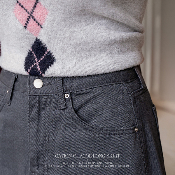 Chloride Charcoal Long Skirt
