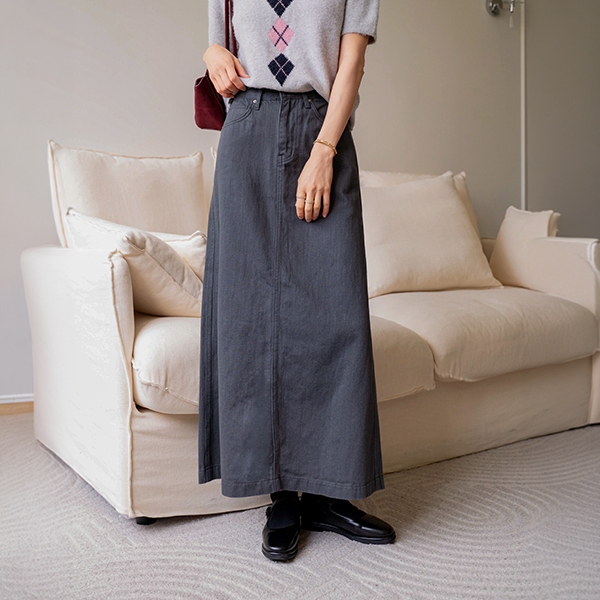 Chloride Charcoal Long Skirt