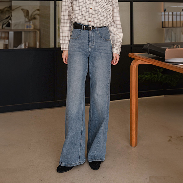 [Special Sale] Shy Washing Incision Wide Span Denim Pants