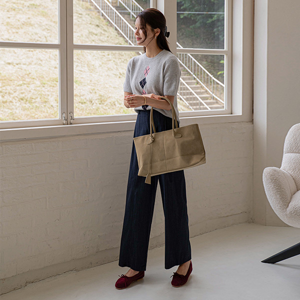 Soft Argyle Short-sleeve Wool Knitwear