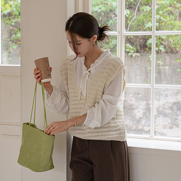 Fleur Double-sided String Button Knitwear Vest