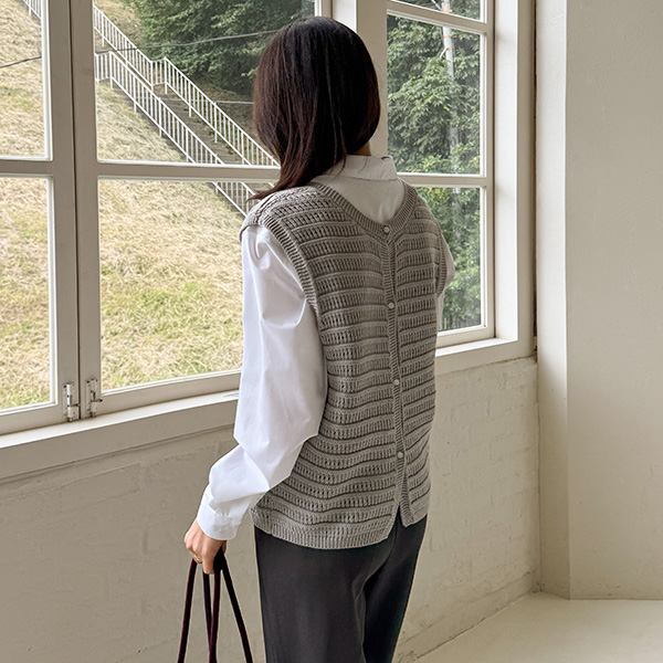 Fleur Double-sided String Button Knitwear Vest