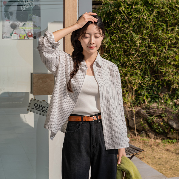 [USYOU] Back Embroidery Stripe Shirt
