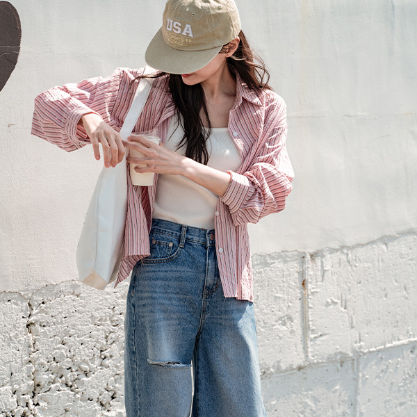 [USYOU] Back Embroidery Stripe Shirt