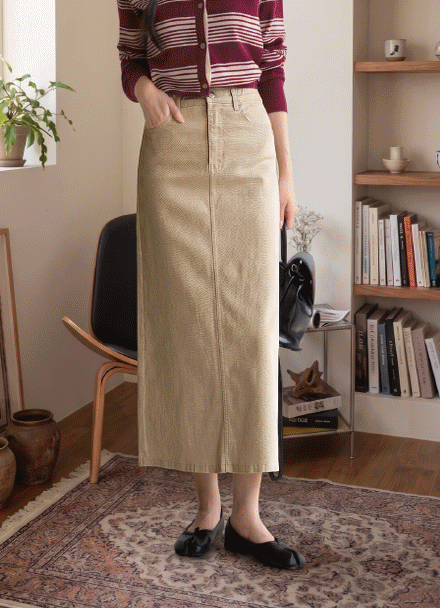 Sally Span Inbanding Slit Cotton Skirt Korea