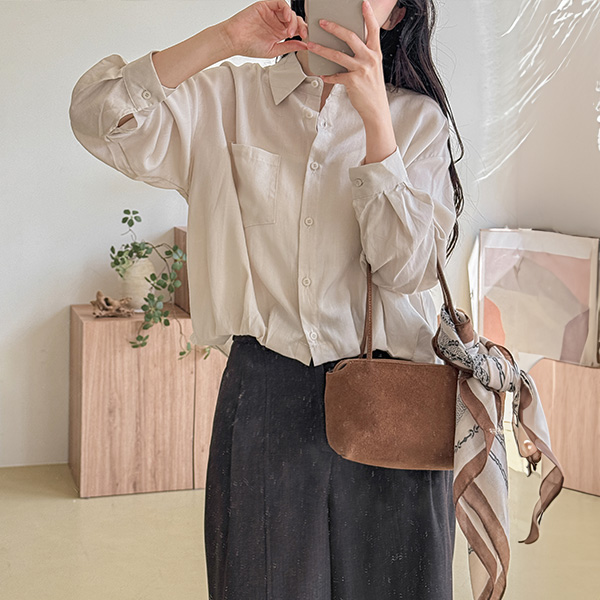 Soft Unbalance Scarf Set Shirt