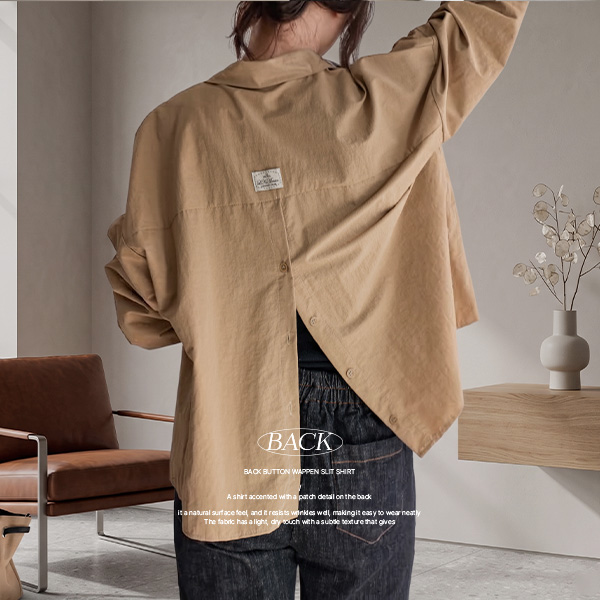 Back-button Wappen Patch Slit Point Shirt