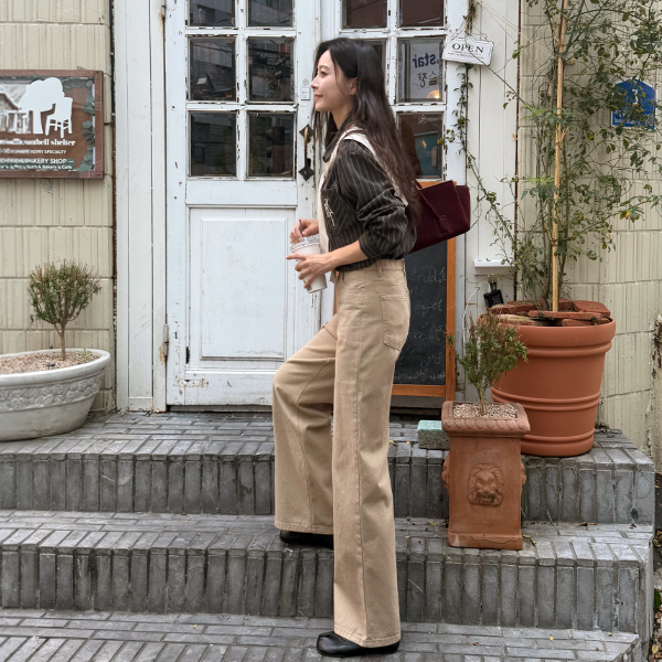 Pocket Embroidery Stripe Shawl Set Shirt