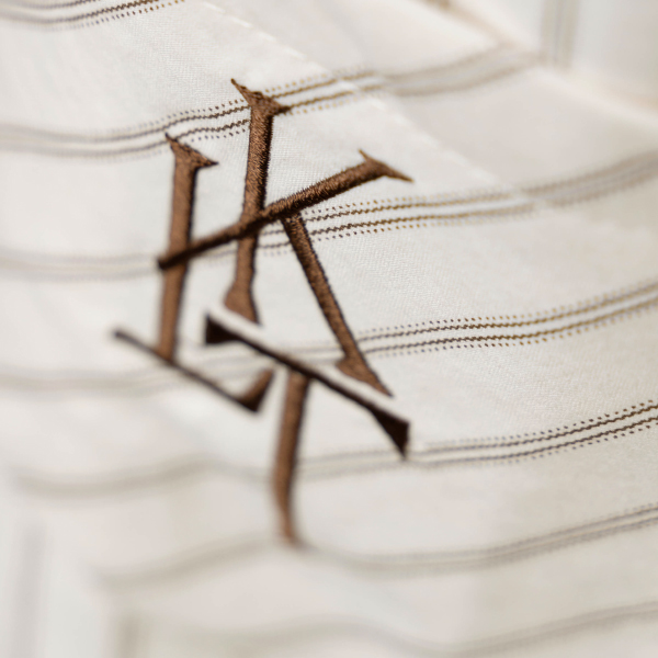Pocket Embroidery Stripe Shawl Set Shirt