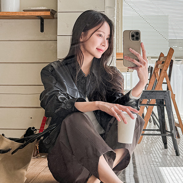 Julia Fakr Leather Shirt Jacket